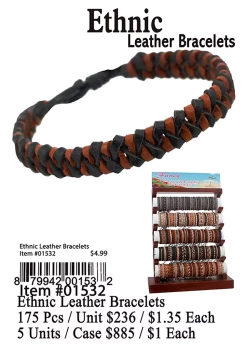 Men’s Ethnic Leather Bracelets 175 Pcs.